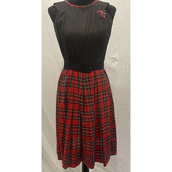 Vintage 50s/60s  red buffalo Plaid dress, Jacket and Belt Julie Clark - Picture 4 of 8